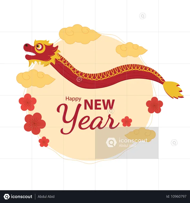 Chinesisches Neujahr und Drachenblume  Illustration