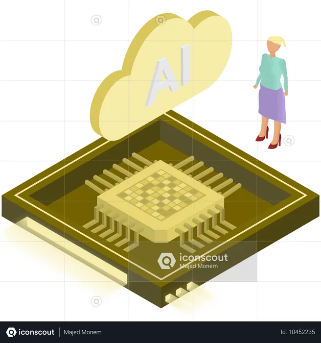 Chip AI baseado em nuvem  Ilustração