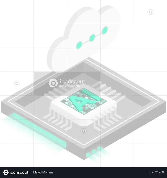 Chip de procesador de nube ai  Ilustración