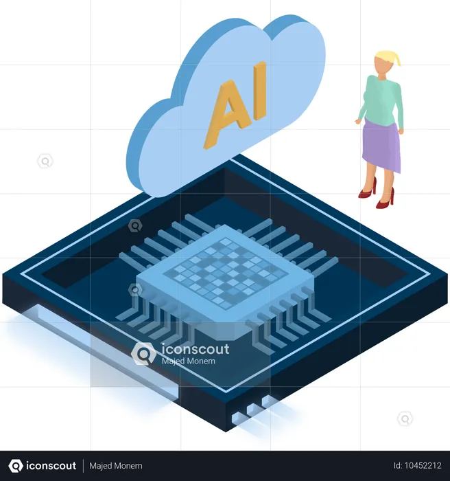 Chip de processador de nuvem ai  Ilustração