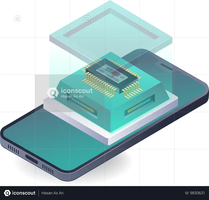 Chips inovadores para smartphones inteligentes  Ilustração