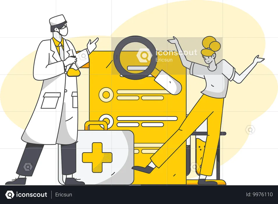 Chirurgen behalten den Gesundheitszustand des Patienten im Auge  Illustration