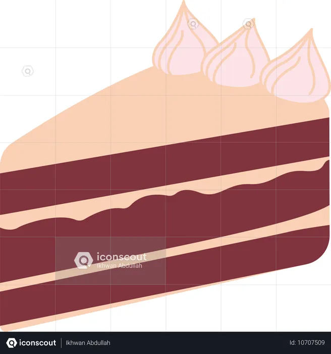 Chocolate Cake with Cream Topping  Illustration