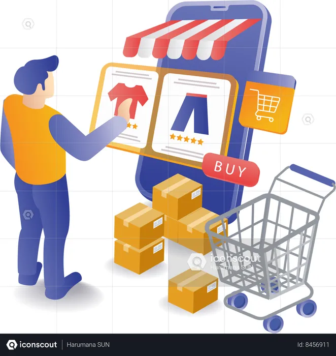 Choosing Online Shopping  Illustration