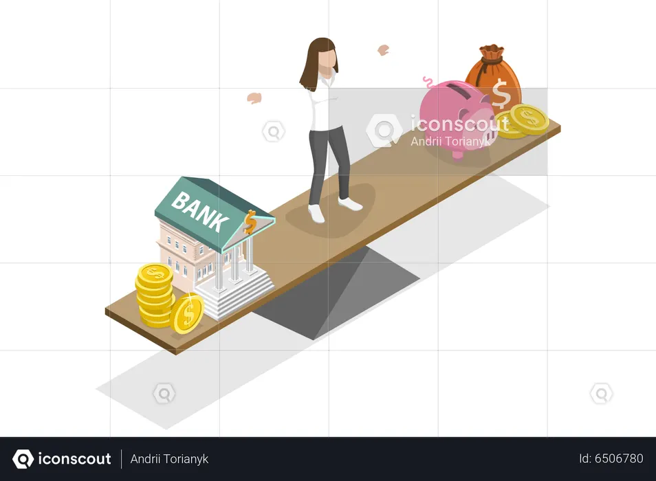 Choosing Piggybank  Illustration