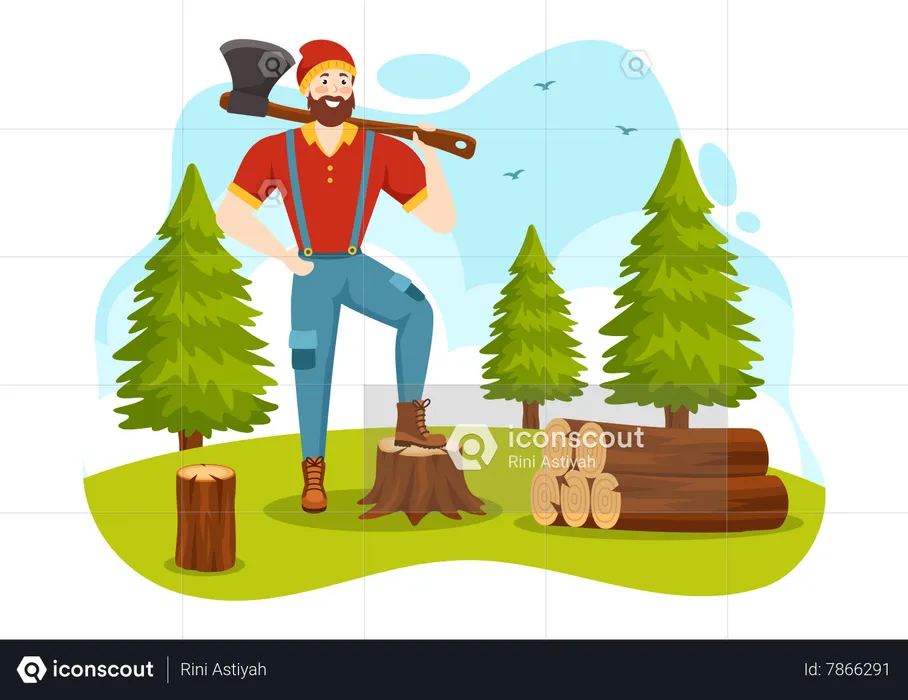Chopping Timber  Illustration