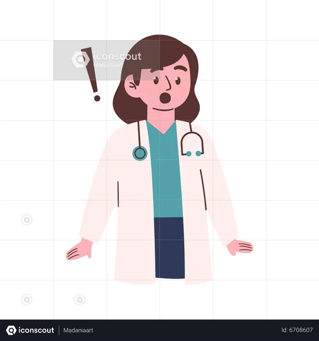 Femme médecin choquée  Illustration