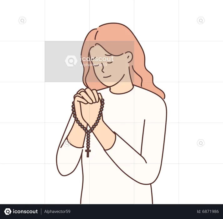 Christian girl praying  Illustration