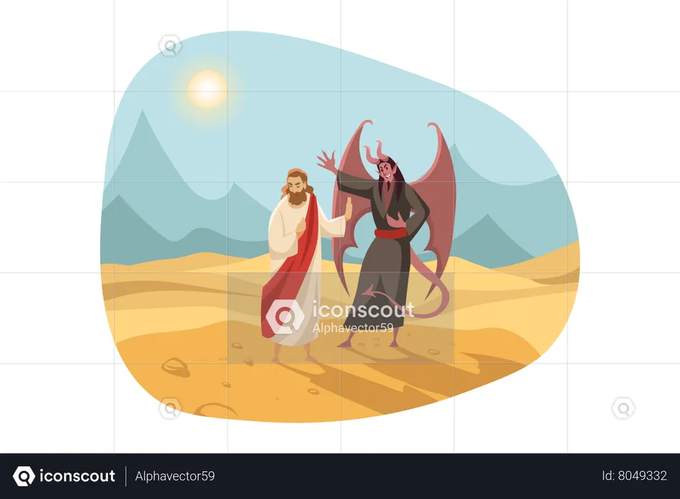 Christian god with demon  Illustration