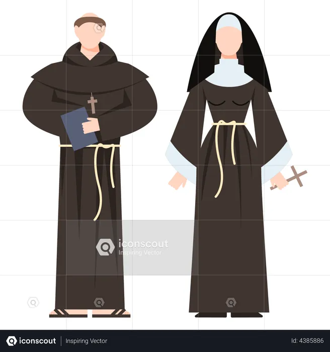 Christian monk couple  Illustration