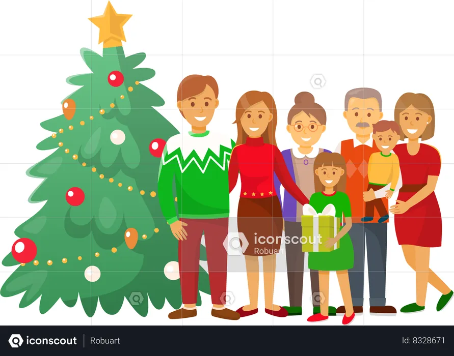 Christmas Celebration Xmas Winter Holiday at Home  Illustration