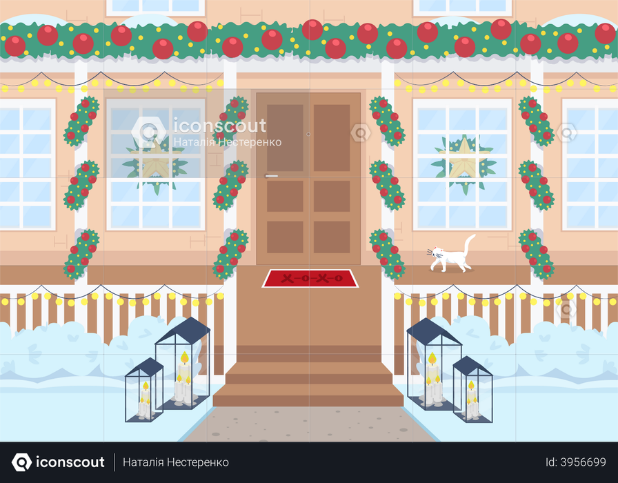 Christmas decoration at home Illustration