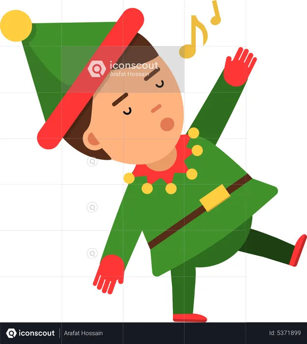 Christmas elf singing  Illustration