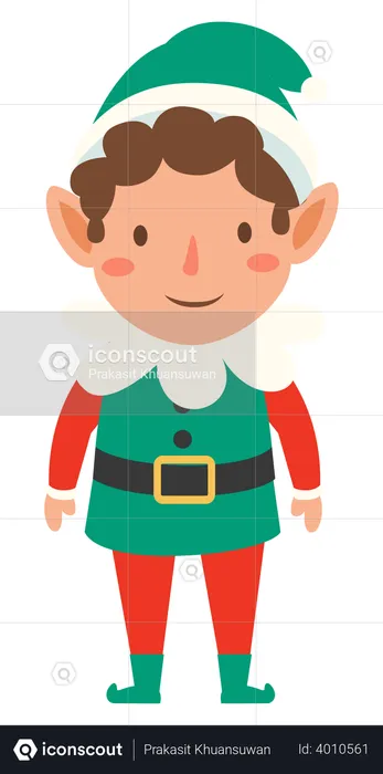 Christmas elf standing still  Illustration