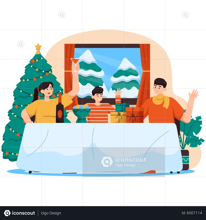 Christmas Family Dinner  Illustration