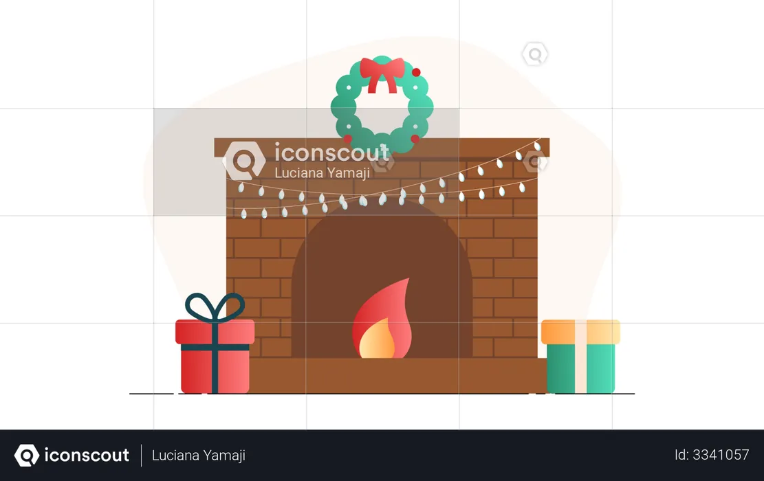 Christmas Fireplace  Illustration