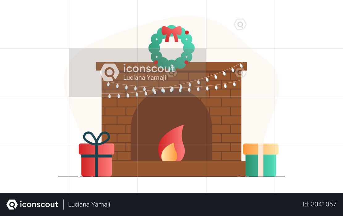 Christmas Fireplace Illustration