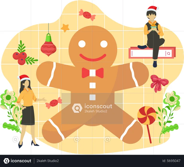 Christmas gingerbread man  Illustration