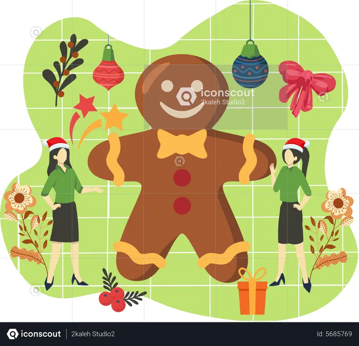Christmas gingerbread man  Illustration