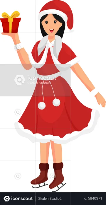 Christmas Girl with Santa Costume  Illustration