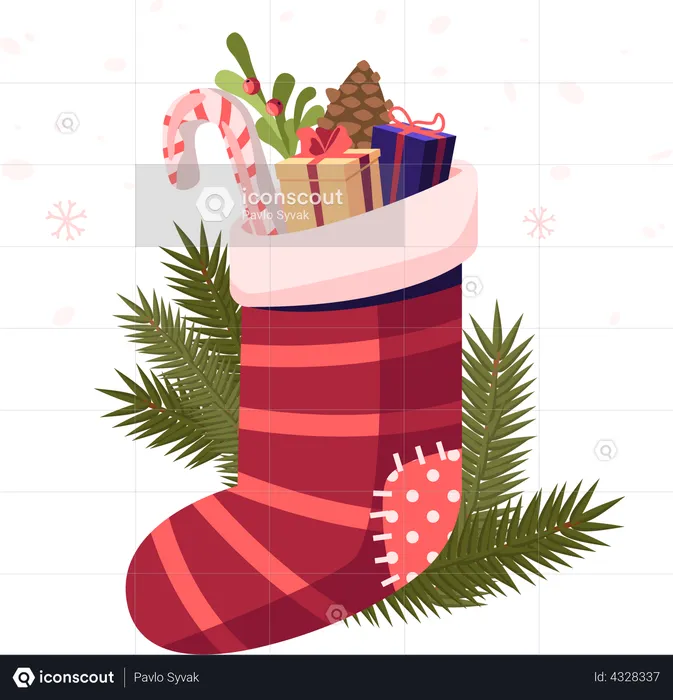 Christmas Glove with Gifts  Illustration