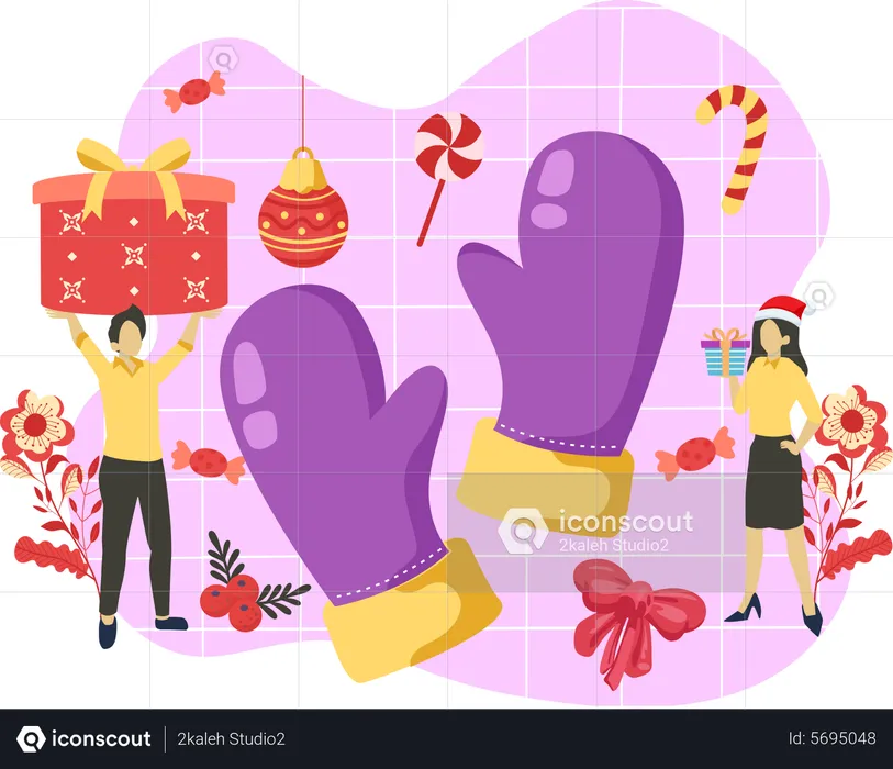 Christmas gloves  Illustration