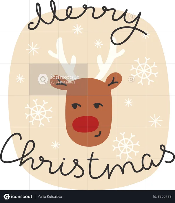 Christmas greeting card with deer  Illustration