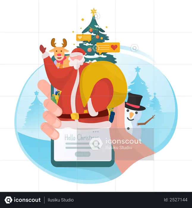 Christmas greeting on mobile  Illustration