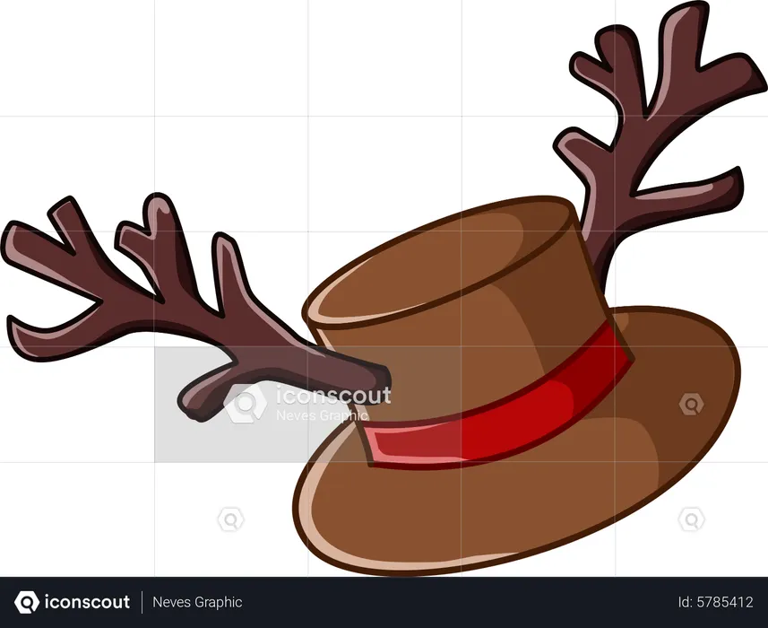 Christmas hat with deer antlers  Illustration