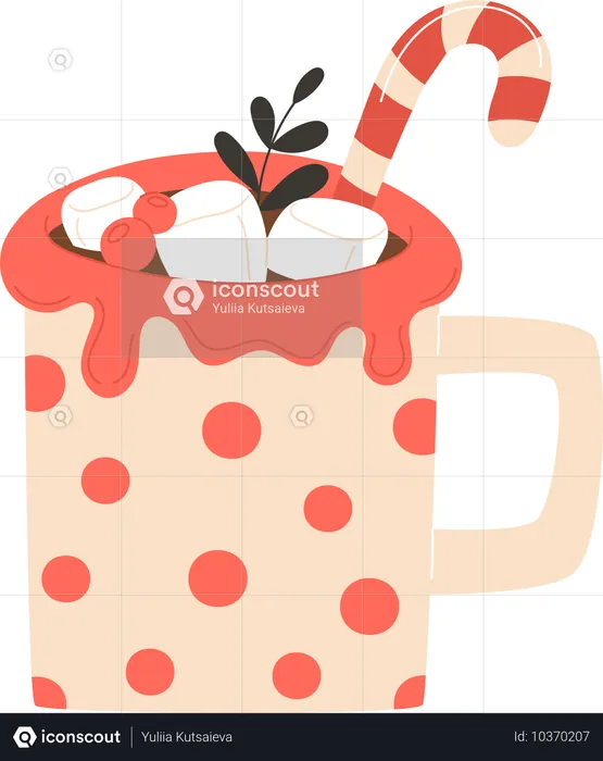 Christmas hot chocolate in a mug  Illustration