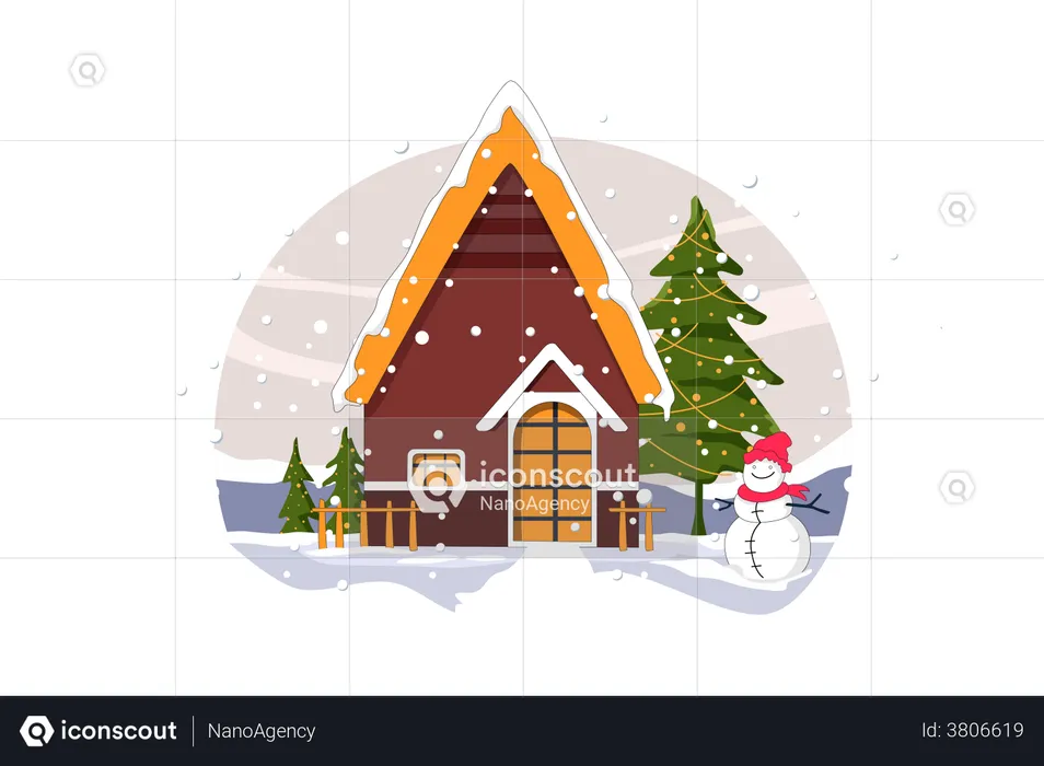 Christmas house  Illustration