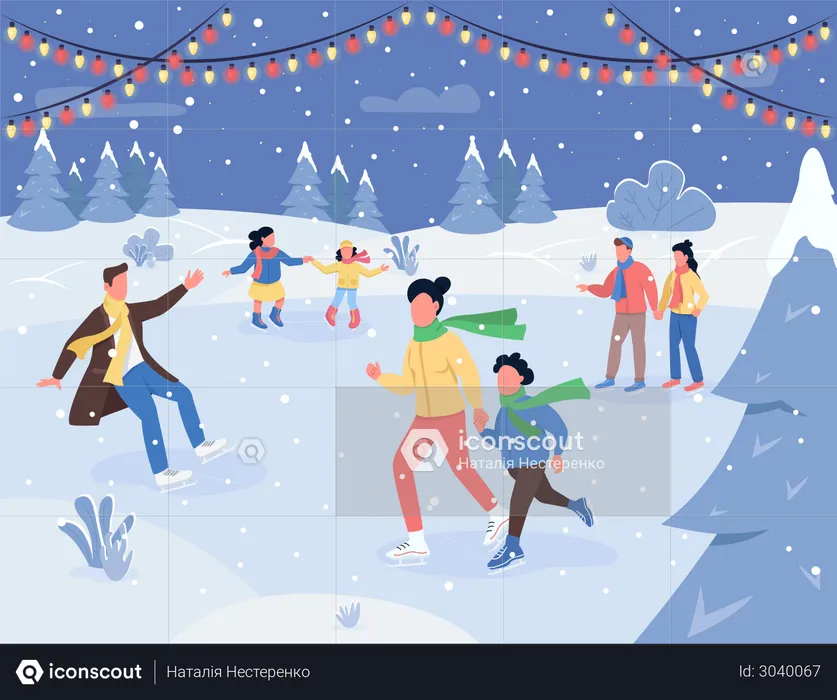 Christmas ice rink  Illustration