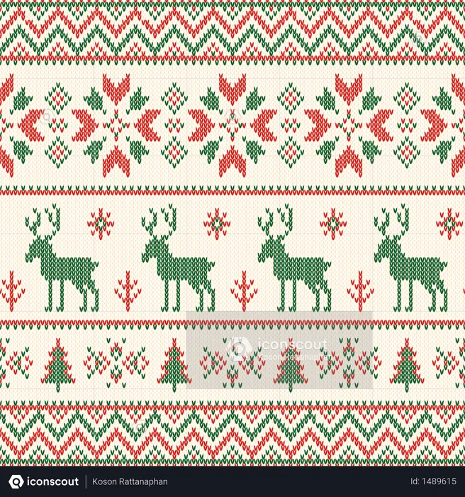 Christmas knitted pattern  Illustration