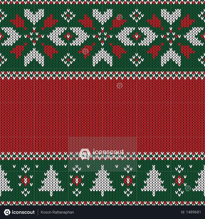Christmas knitted pattern  Illustration