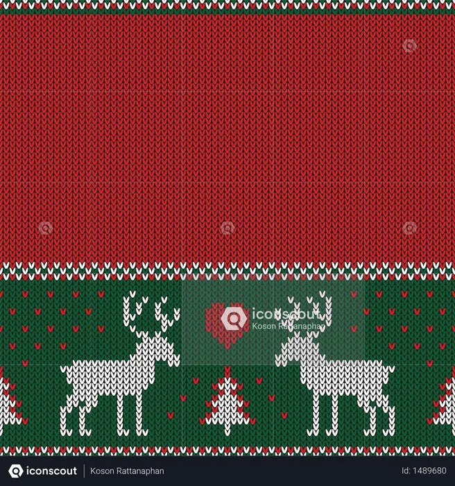 Christmas knitted pattern  Illustration