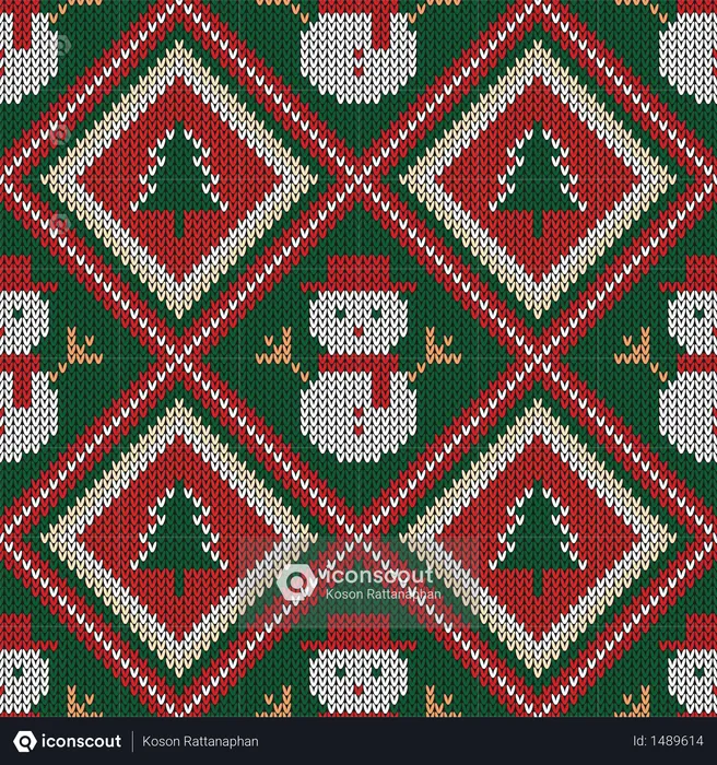 Christmas knitted pattern  Illustration