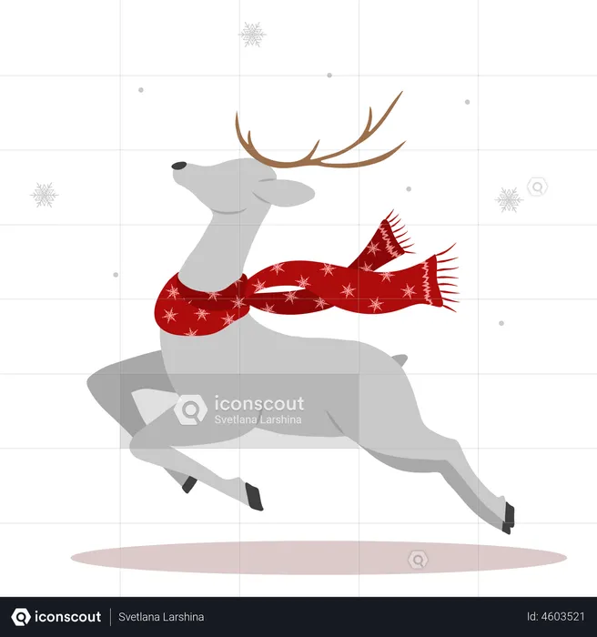 Christmas reindeer jumping  Illustration