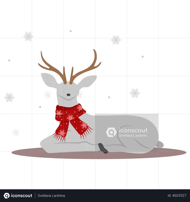Christmas reindeer sitting  Illustration