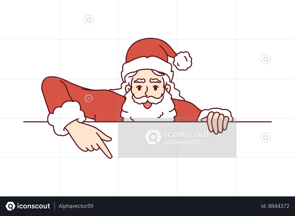 Christmas santa claus points finger  Illustration