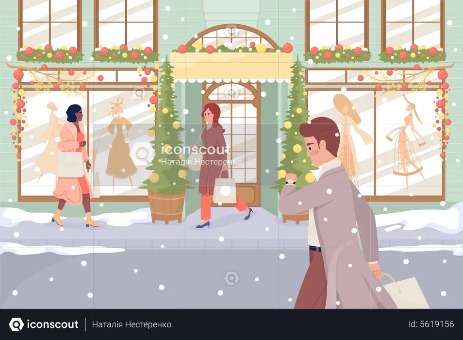 Christmas shopping  Illustration