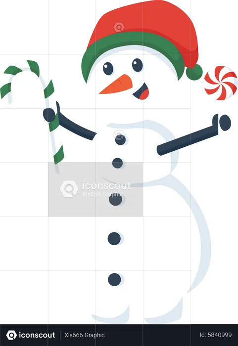 Christmas Snowman with Candy  Illustration