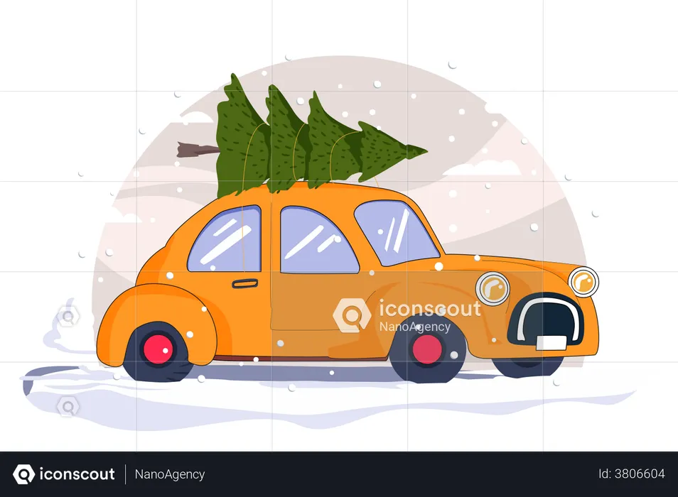 Christmas Tree Delivery  Illustration