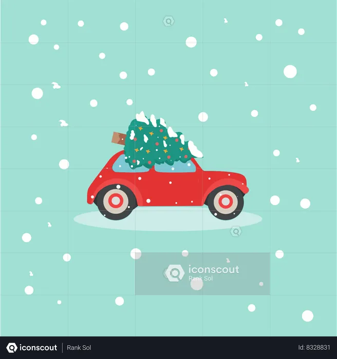 Christmas tree on the way  Illustration