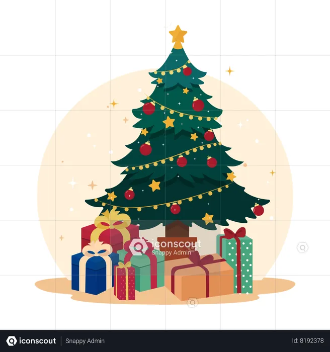 Christmas tree with gift boxes  Illustration