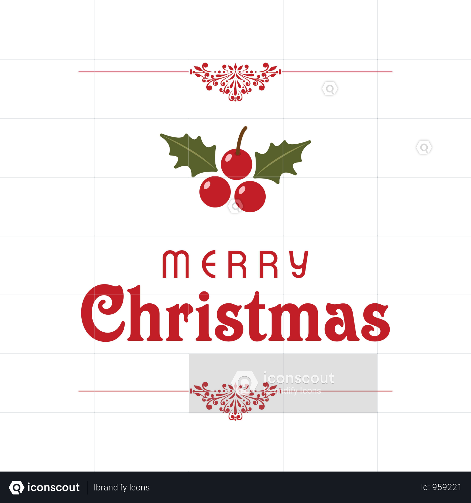 Christmas Typographic With Red Cherries Illustration