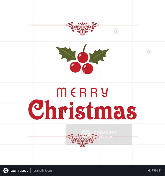 Christmas Typographic With Red Cherries  Illustration