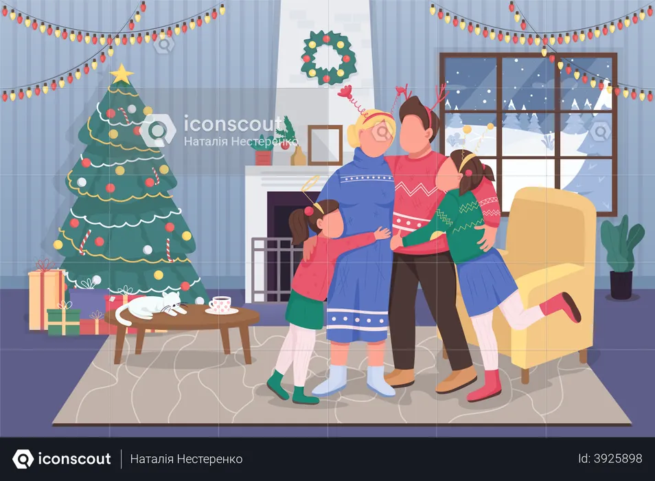 Christmas with family  Illustration