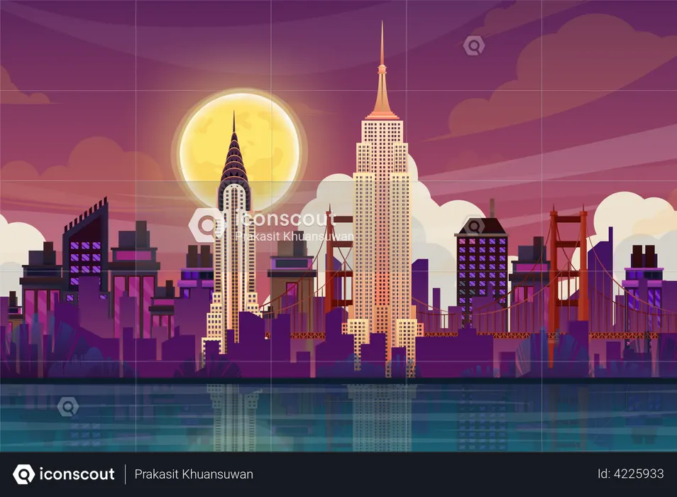 Chrysler Building and Empire State Building  Illustration