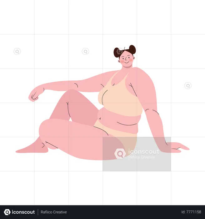 Chubby woman wearing two piece sitting pose  Illustration