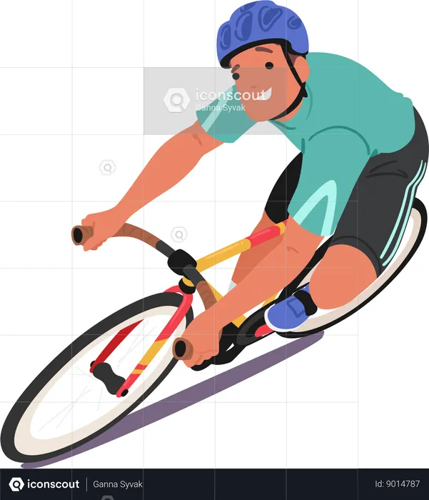 Ciclista masculino montando ciclo  Ilustración